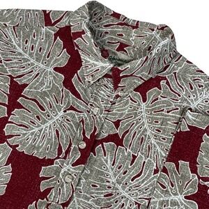 Hilo Hattie Hawaiian Shirt Men XL Monstera Leaf Short Sleeve Popover Aloha Retro